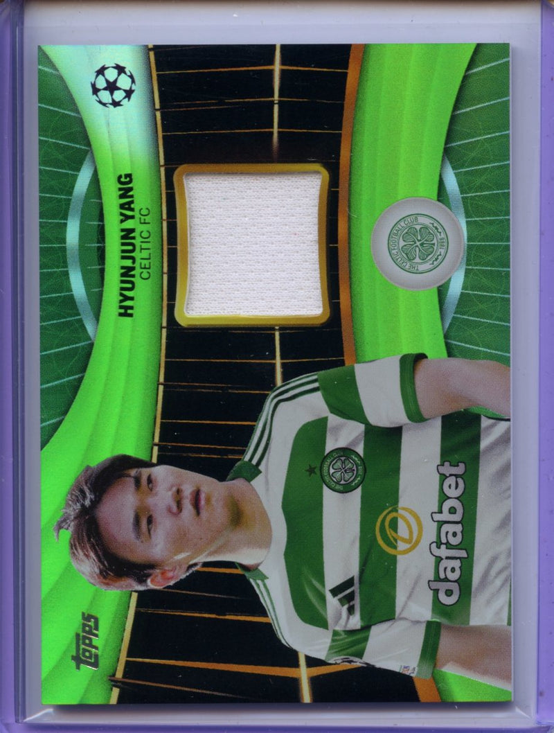 2024-25 Topps UEFA Club Competitions Hyunjun Yang Superstar Relics Neon Green Foilboard 133/199