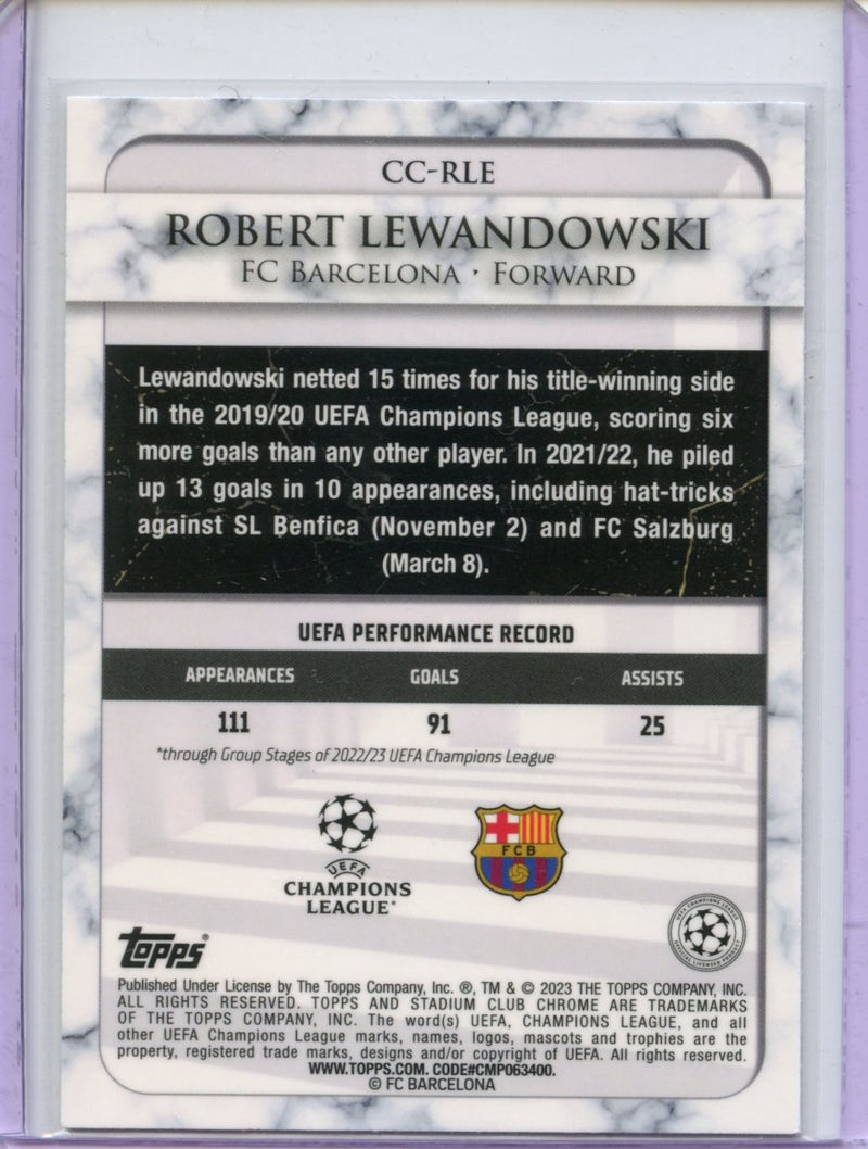 2022-23 Topps Stadium Club Chrome UEFA Club Competitions Robert Lewandowski Championship Contributions