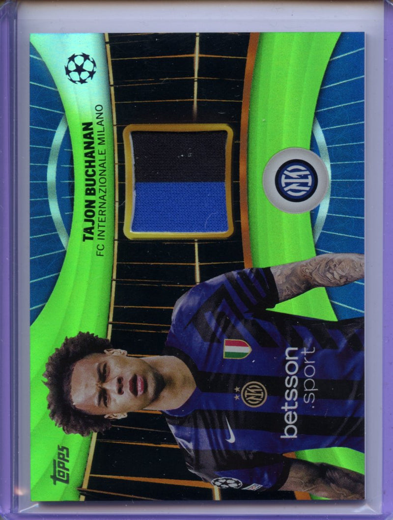 2024-25 Topps UEFA Club Competitions Tajon Buchanan Superstar Relics Neon Green Foilboard 121/199