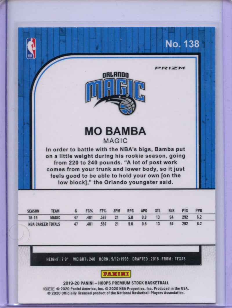 2019-20 Hoops Premium Mo Bamba Laser