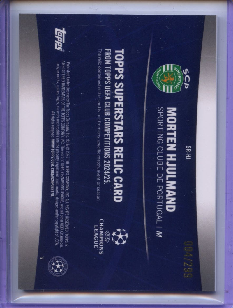 2024-25 Topps UEFA Club Competitions Morten Hjulmand Superstar Relics Purple Foilboard 4/299