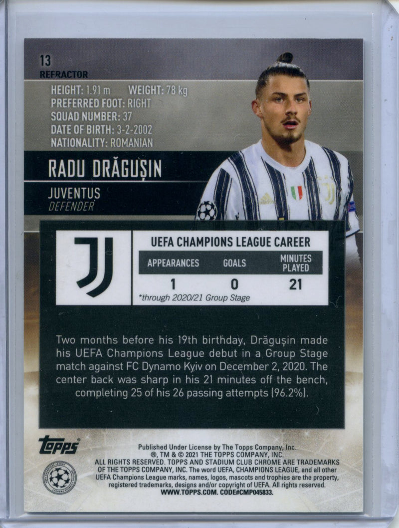 2020-21 Topps Stadium Club Chrome UEFA Champions League Radu Dragusin Refractor