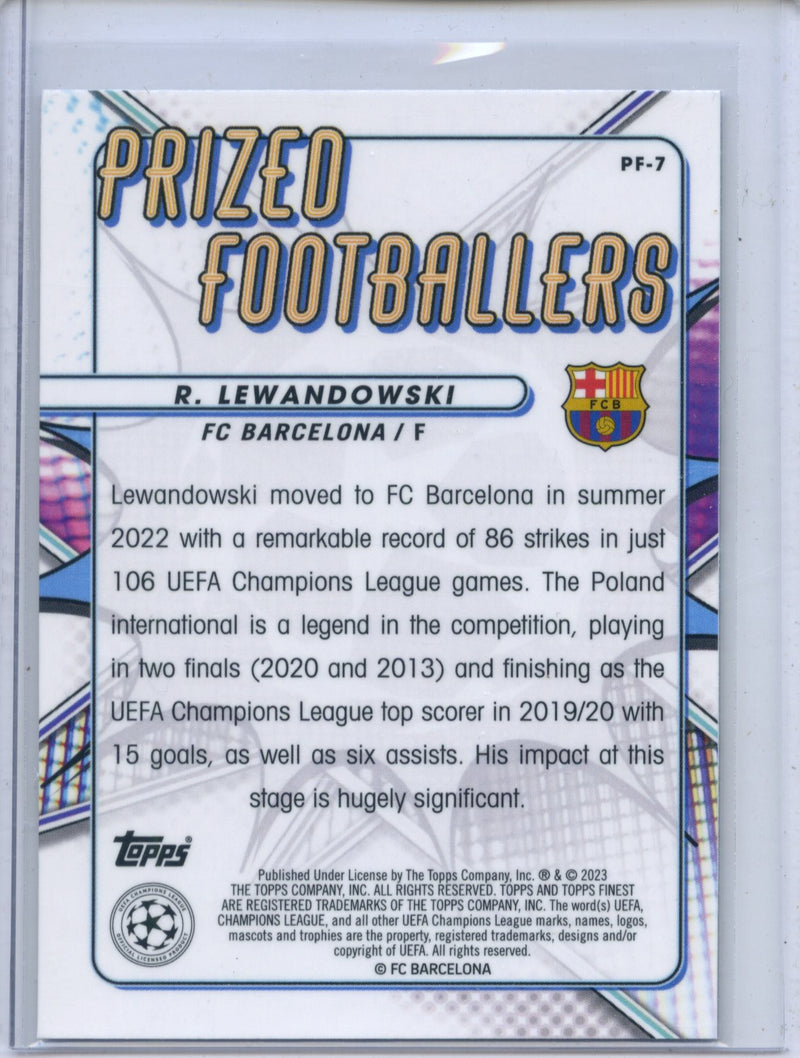 2022-23 Topps Finest UEFA Club Competitions Robert Lewandowski Prized Footballers PF-7