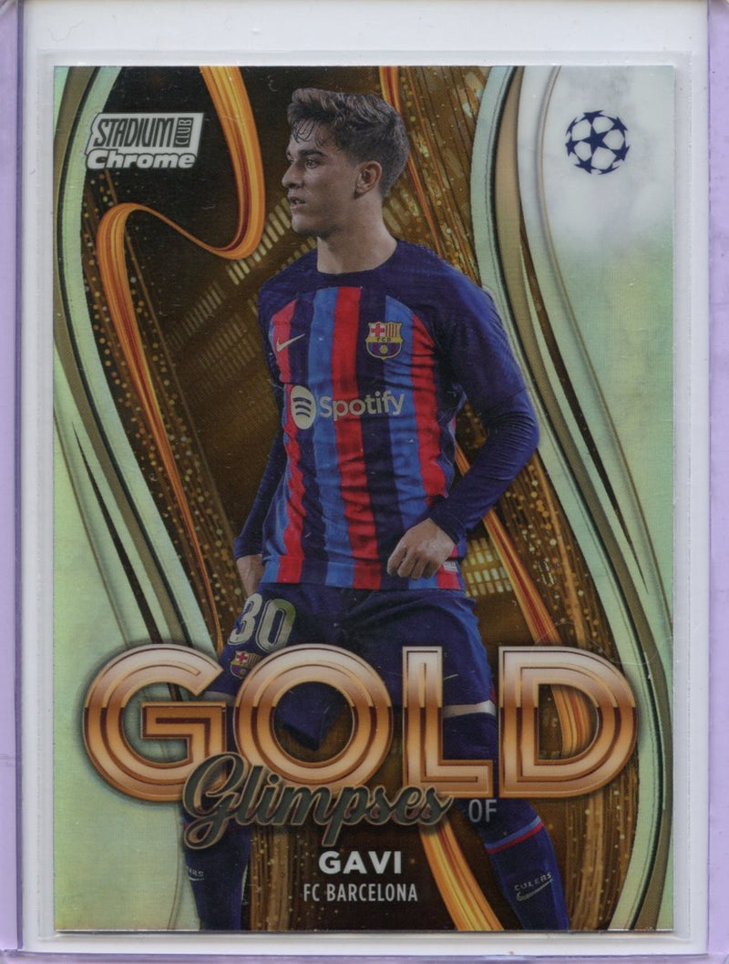 2022-23 Topps Stadium Club Chrome UEFA Club Competitions Gavi Glimpses Of Gold