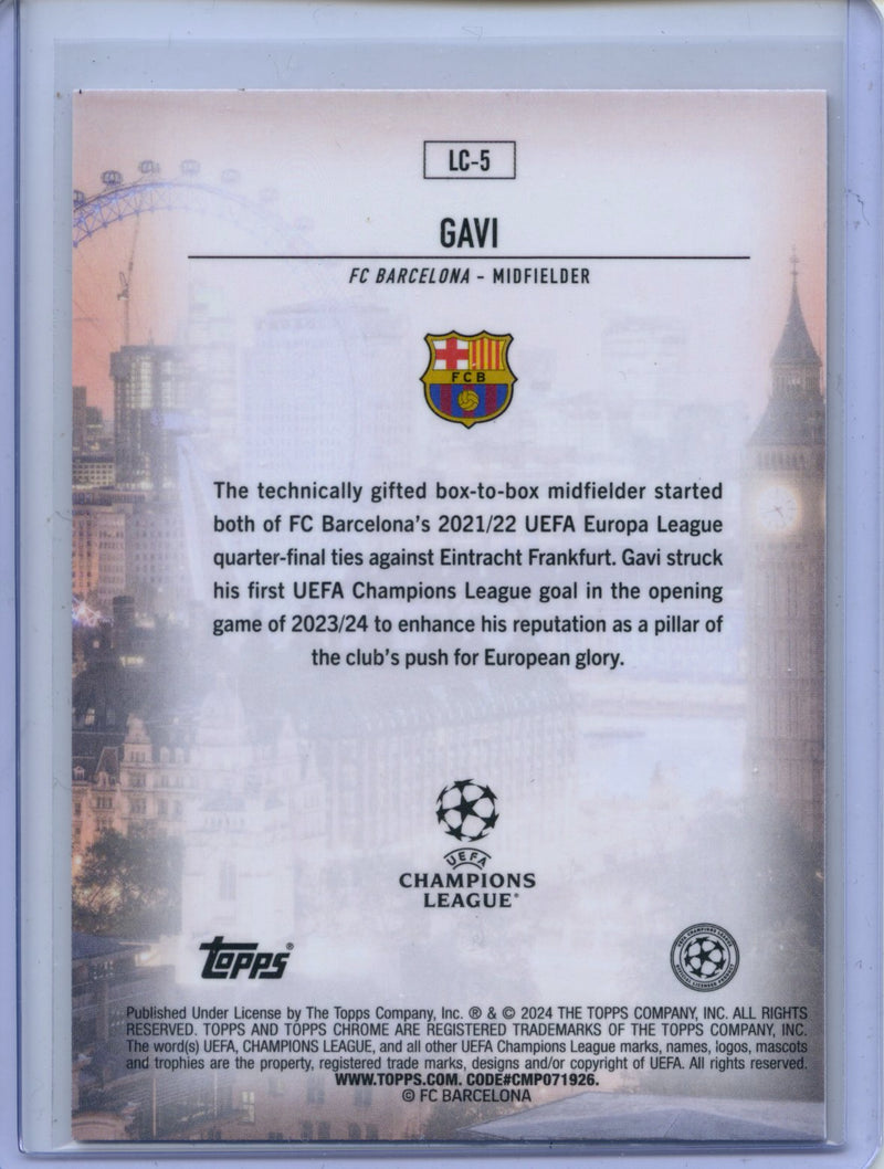 2023-24 Topps Chrome UEFA Gavi London Calling Orange Lava
