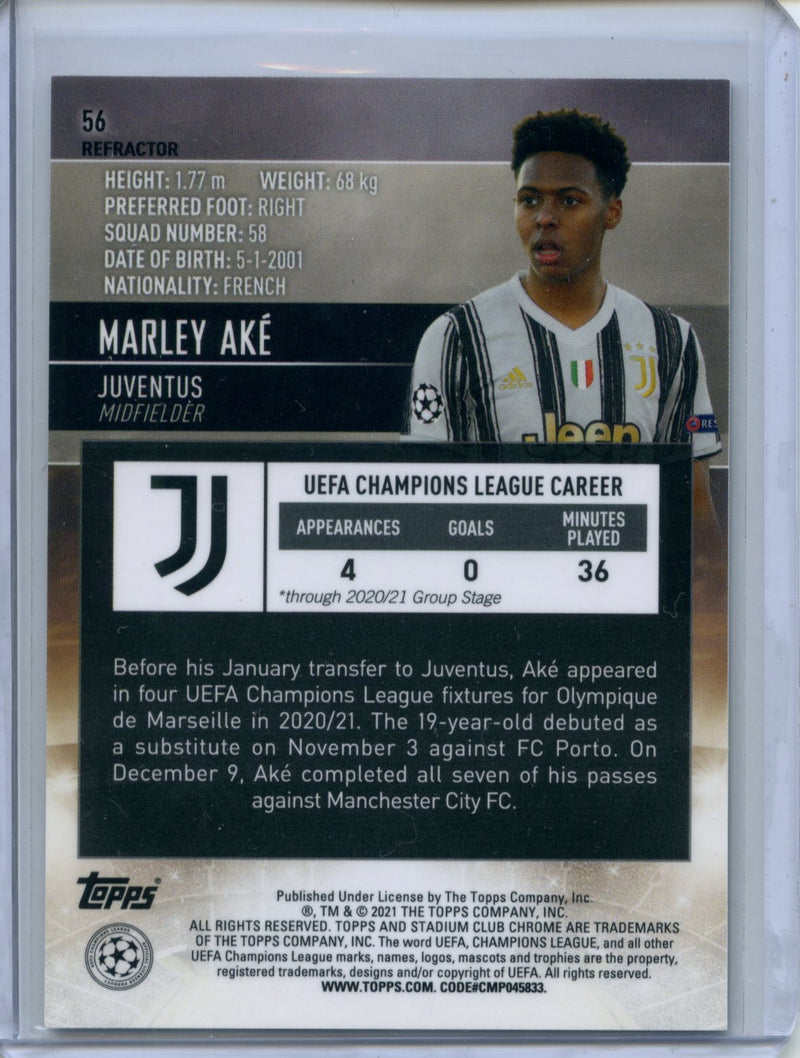 2020-21 Topps Stadium Club Chrome UEFA Champions League Marley Ake Refractor