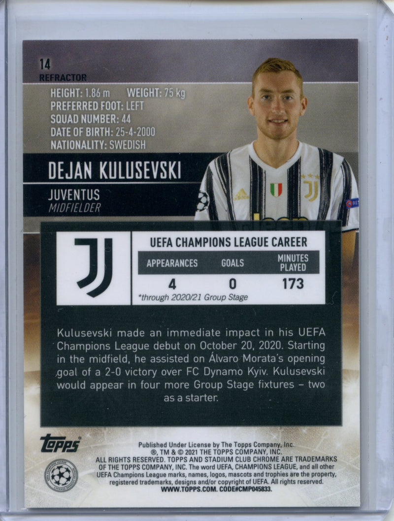 2020-21 Topps Stadium Club Chrome UEFA Champions League Dejan Kulusevski Refractor