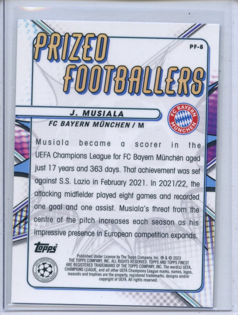 2022-23 Topps Finest UEFA Club Competitions Jamal Musiala Prized Footballers PF-8