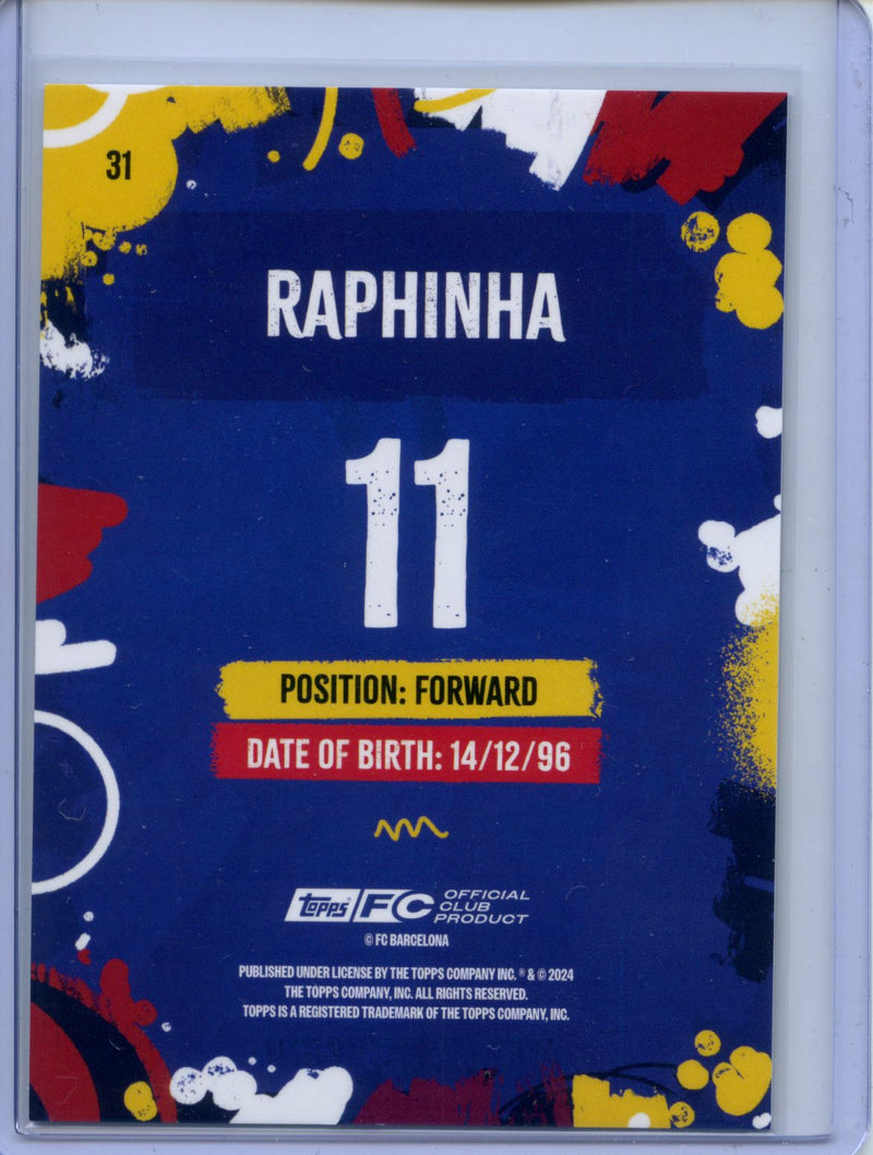 2024-25 Topps FC Barcelona Team Set Raphinha Blue 12/250