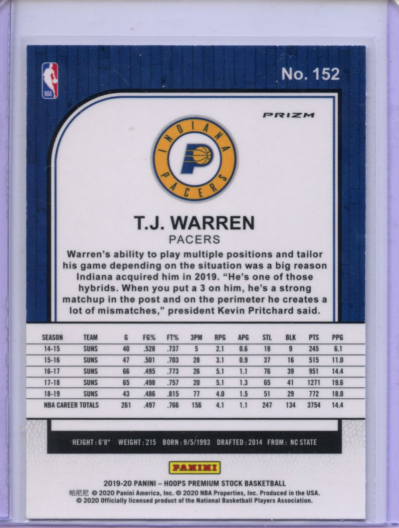 2019-20 Hoops Premium T.J. Warren Laser