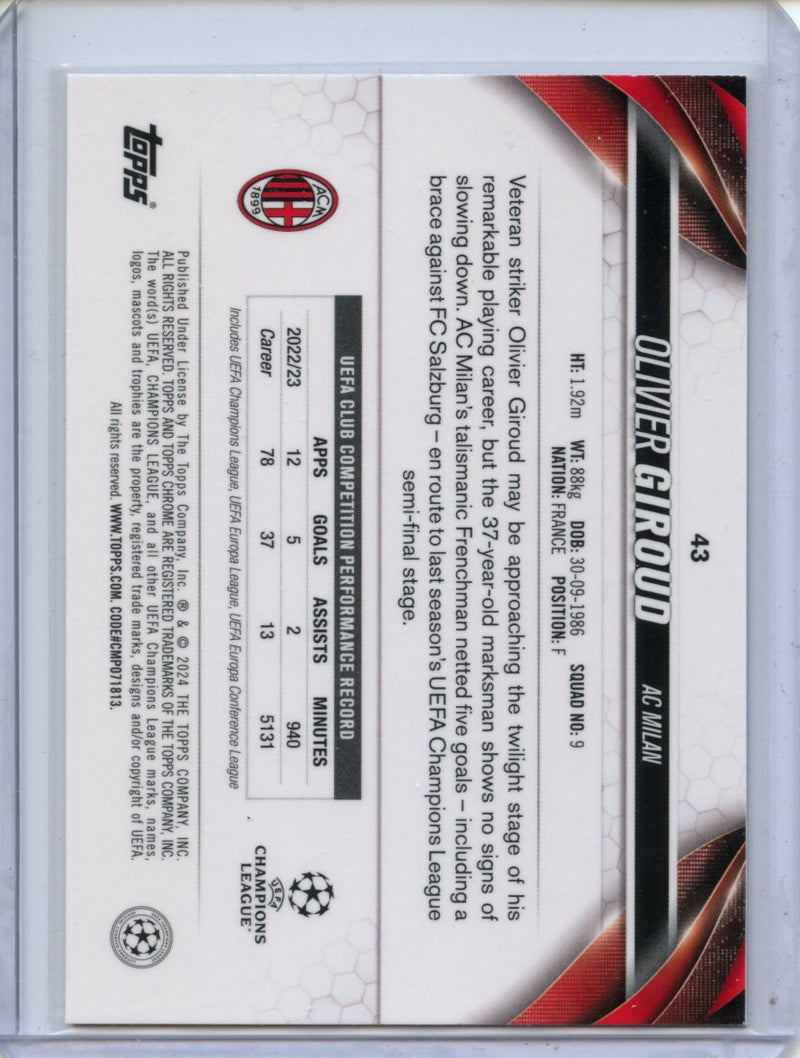 2023-24 Topps Chrome UEFA Olivier Giroud Blue Lava