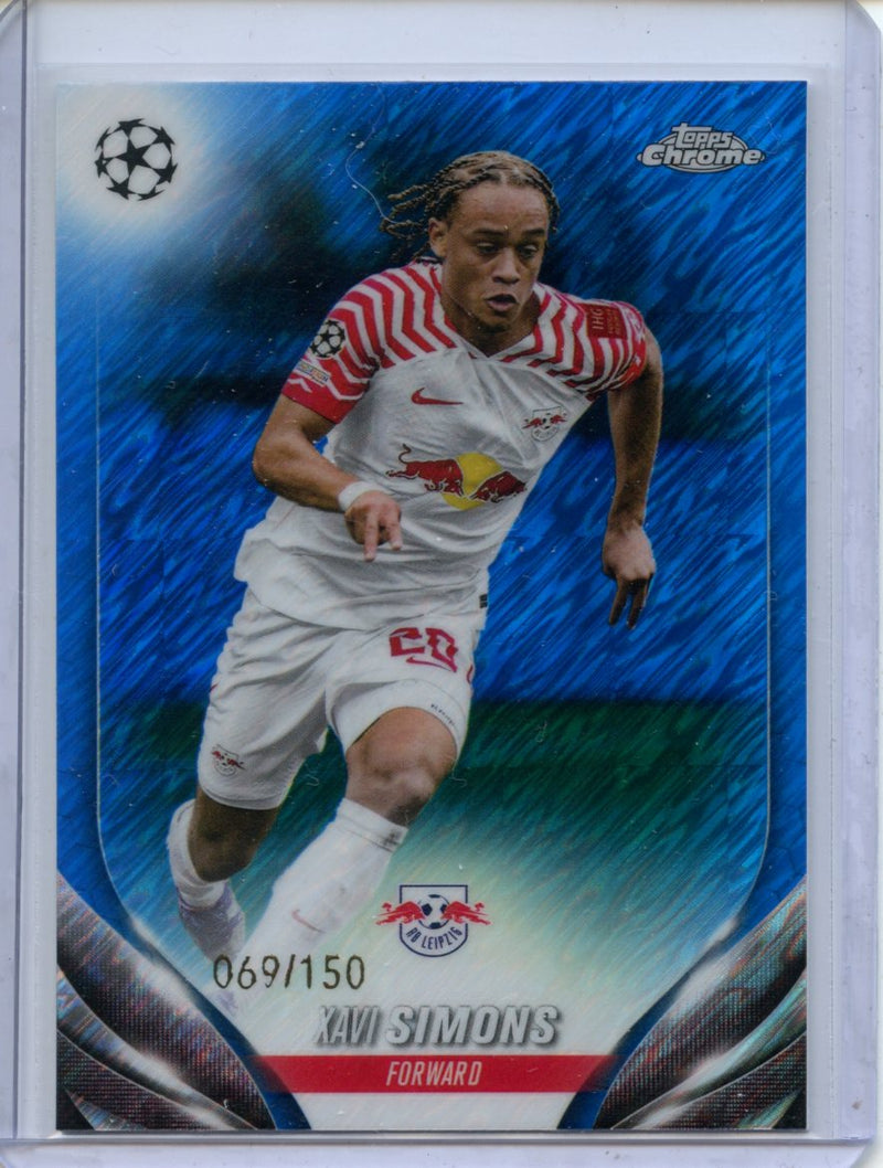 2023-24 Topps Chrome UEFA Xavi Simons Shimmer Blue 69/150