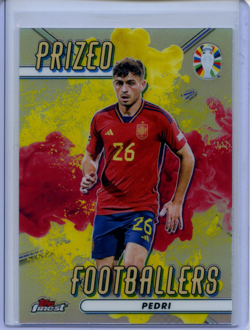 2023 Topps Finest Euro 2024 Pedri Prized Footballers Fusion Yellow Red