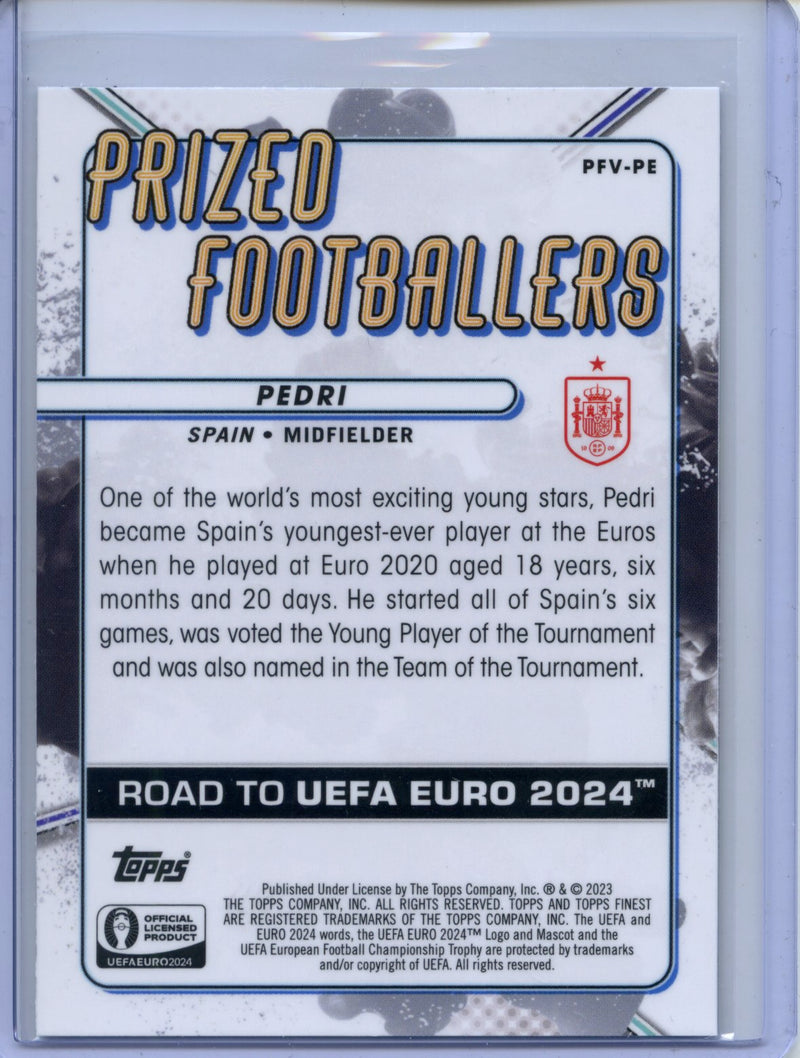 2023 Topps Finest Euro 2024 Pedri Prized Footballers Fusion Yellow Red