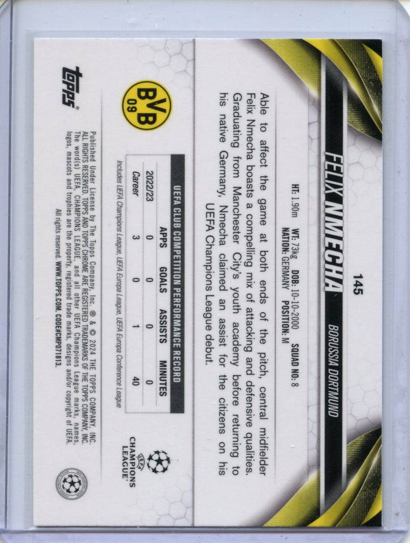 2023-24 Topps Chrome UEFA Felix Nmecha Shimmer Blue 130/150