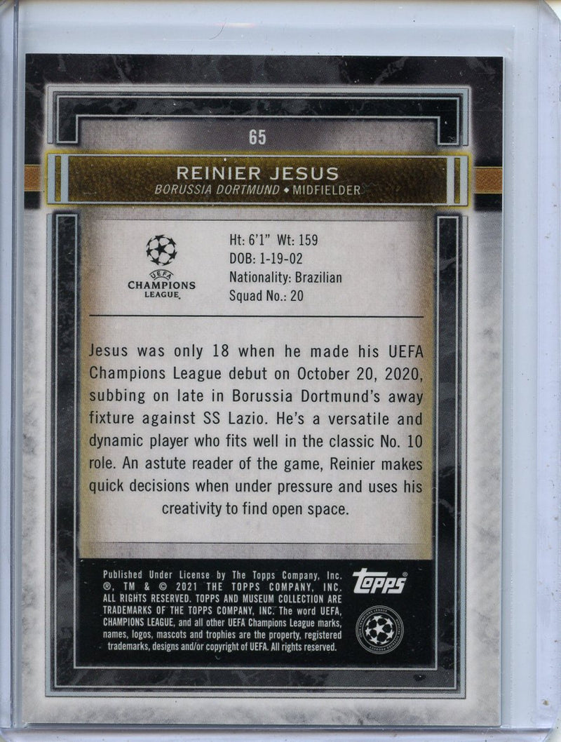2020-21 Topps Museum Collection UEFA CL Reinier Jesus Gold 40/50