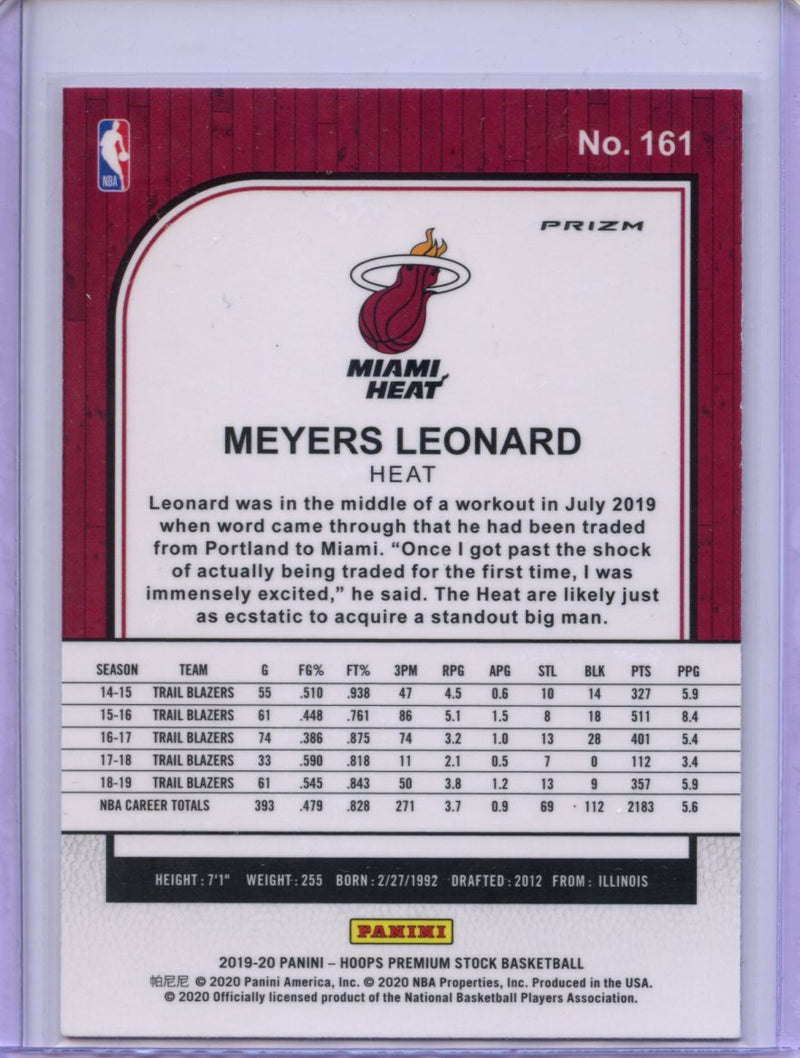 2019-20 Hoops Premium Meyers Leonard Laser
