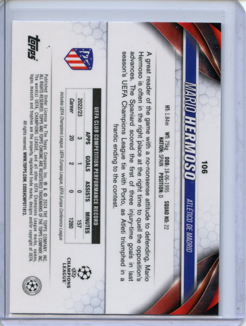 2023-24 Topps Chrome UEFA Mario Hermoso Blue Geometric 122/150