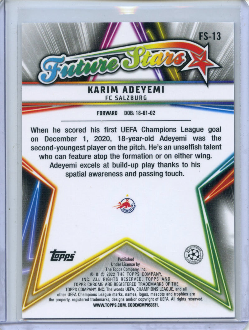 2021-22 Topps Chrome Sapphire UEFA Karim Adeyemi Future Stars