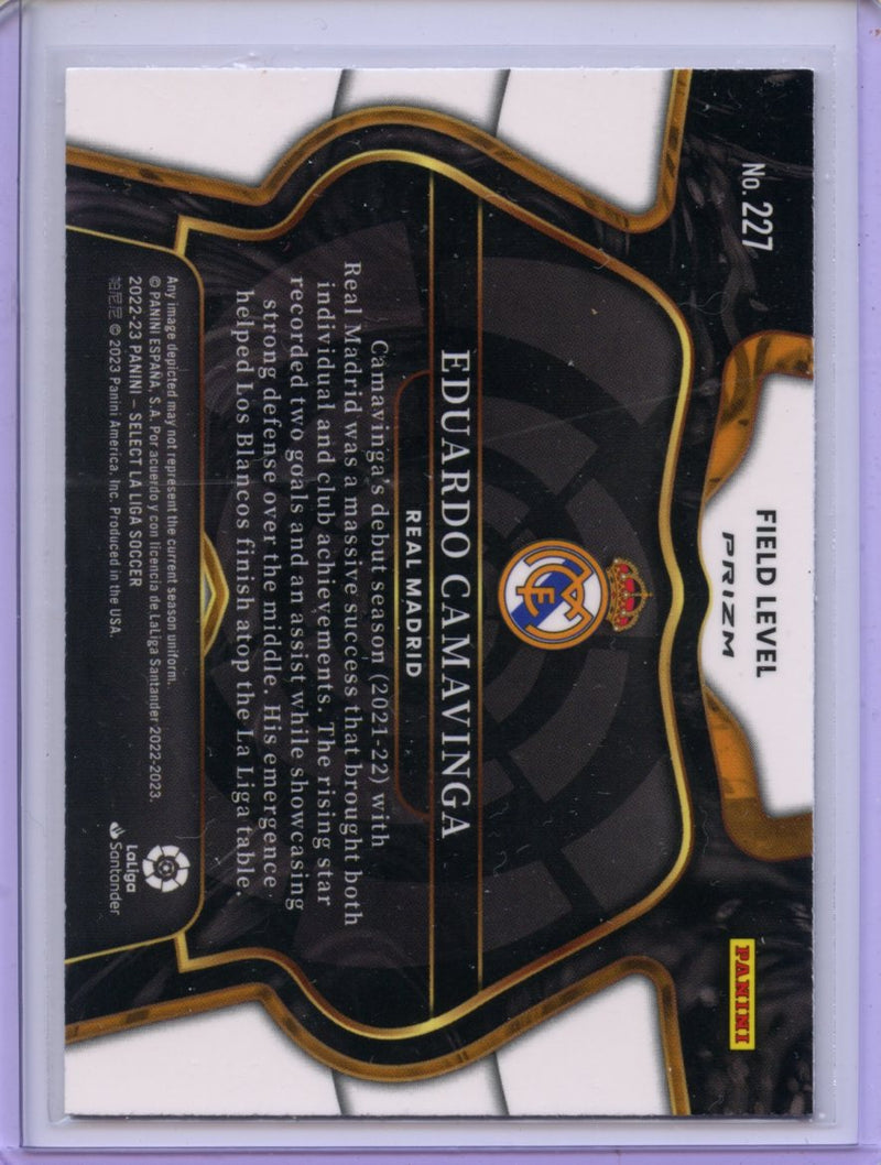 2022-23 Panini Select La Liga Eduardo Camavinga Field Level Purple Mojo