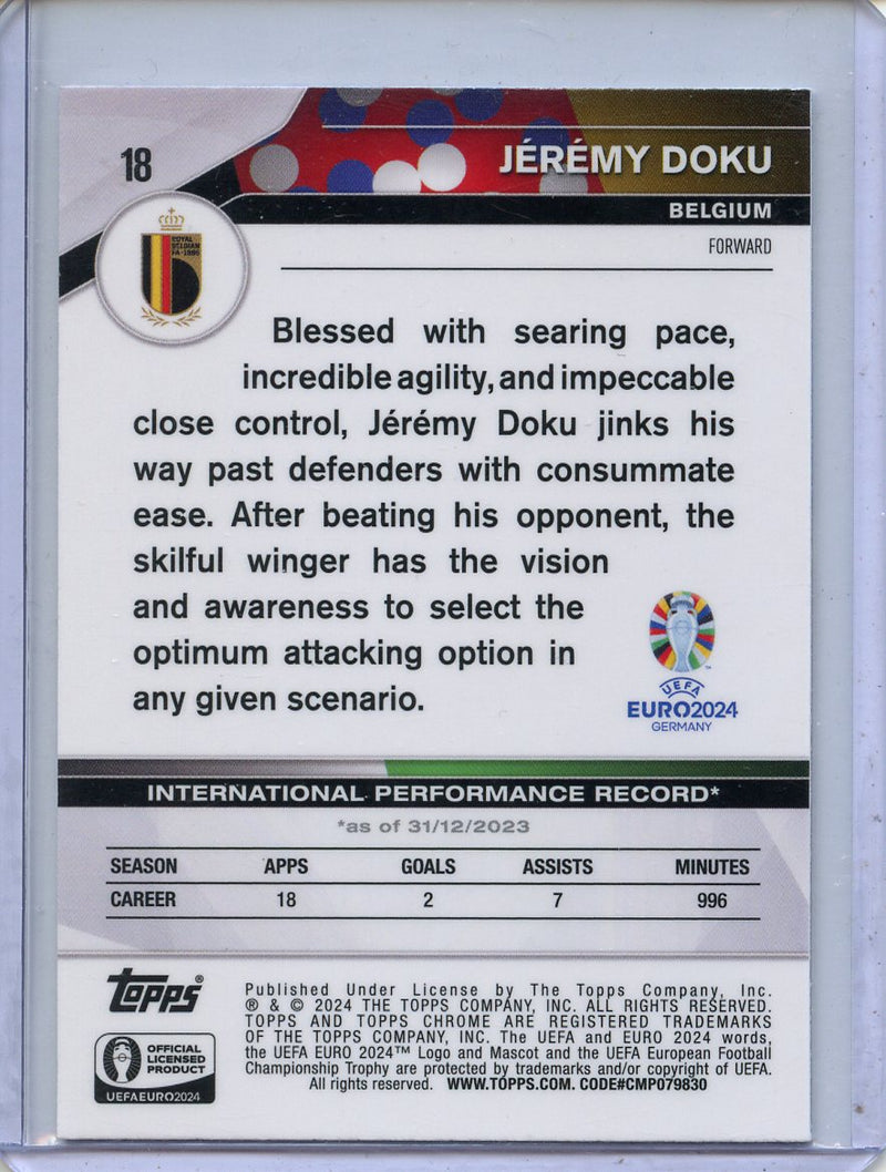 2024 Topps Chrome Sapphire UEFA Euro Jeremy Doku