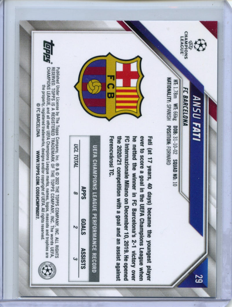 2021-22 Topps Chrome Sapphire UEFA Champions League Ansu Fati