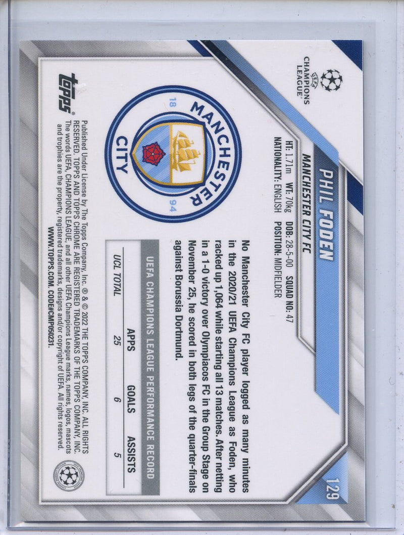 2021-22 Topps Chrome UEFA CL Phil Foden Speckle