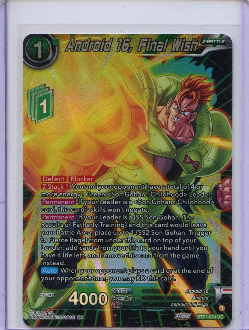 Android 16, Final Wish - Wild Resurgence BT21-074 UC Foil