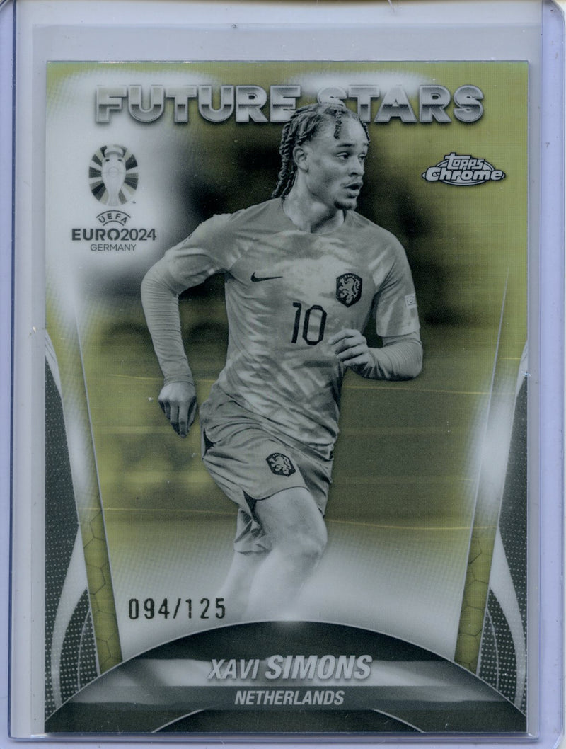 2024 Topps Chrome UEFA Euro Xavi Simons Black & White Refractor 94/125