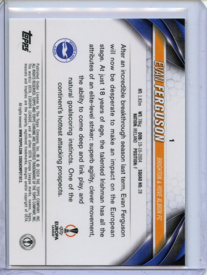 2023-24 Topps Chrome UEFA Evan Ferguson Blue Geometric 105/150