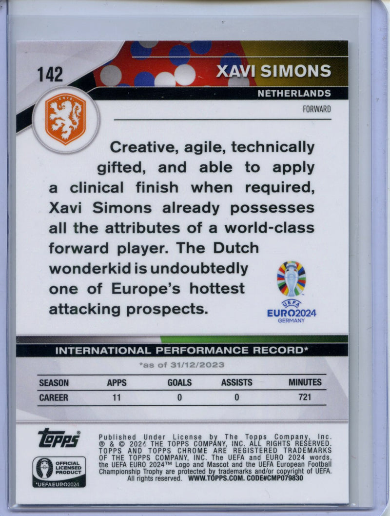 2024 Topps Chrome UEFA Euro Xavi Simons Black & White Refractor 94/125