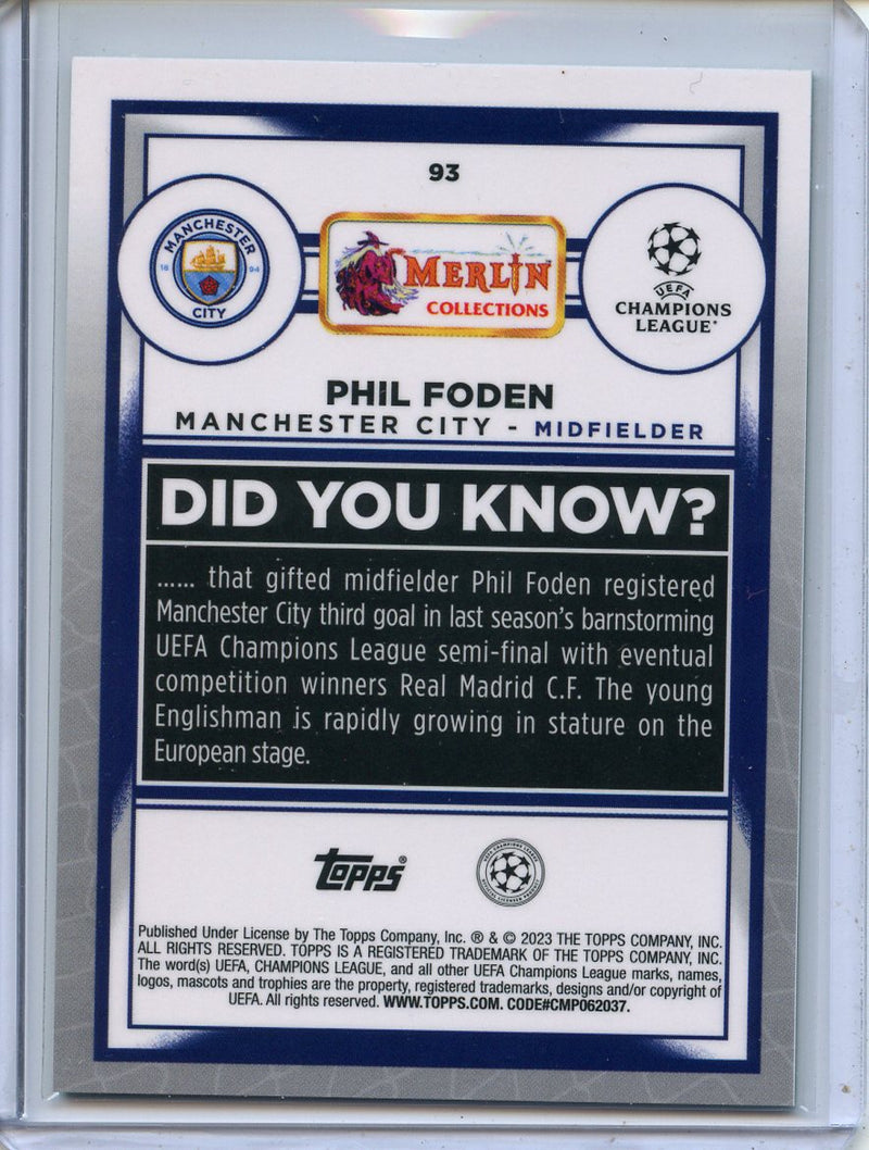 2022-23 Topps Merlin Chrome UEFA Phil Foden Green 47/99