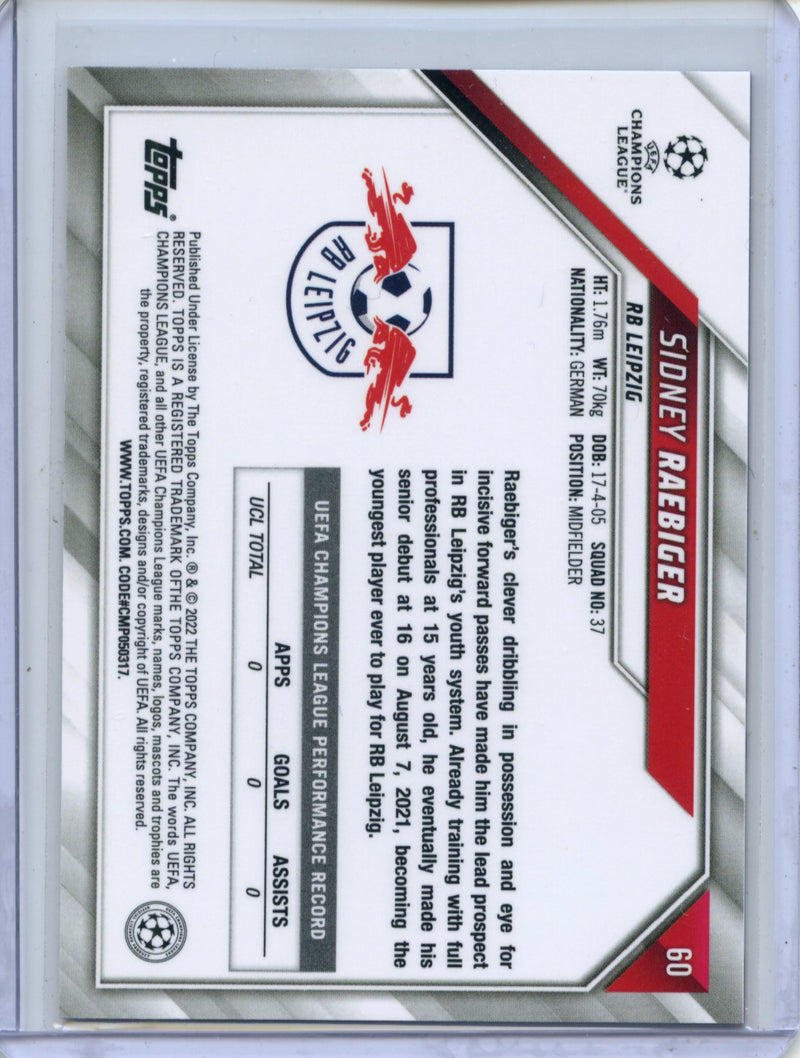 2021-22 Topps Chrome Sapphire UEFA Champions League Sidney Raebiger