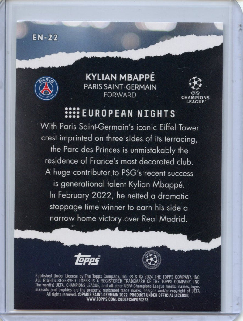 2023-24 Topps UEFA CC Kylian Mbappe European Nights