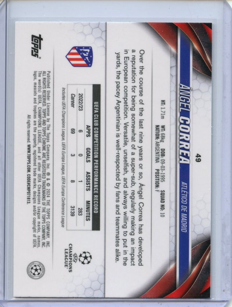 2023-24 Topps Chrome UEFA Angel Correa Aqua Wave 176/199