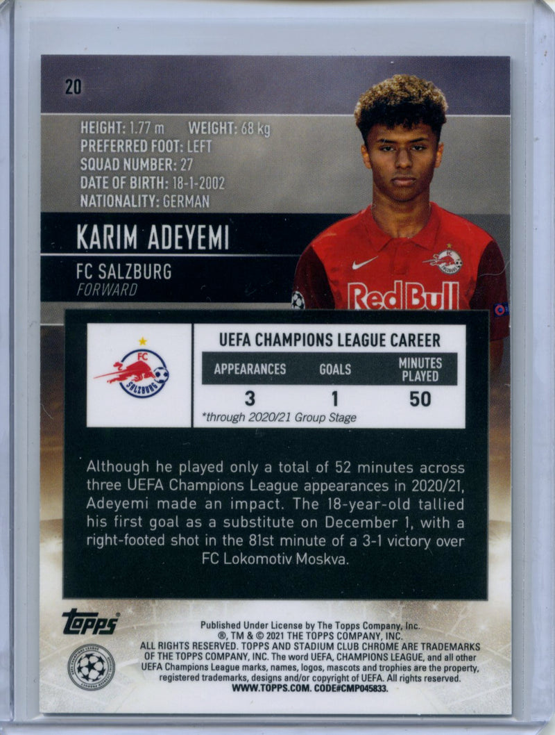 2020-21 Topps Stadium Club Chrome UEFA Champions League Karim Adeyemi