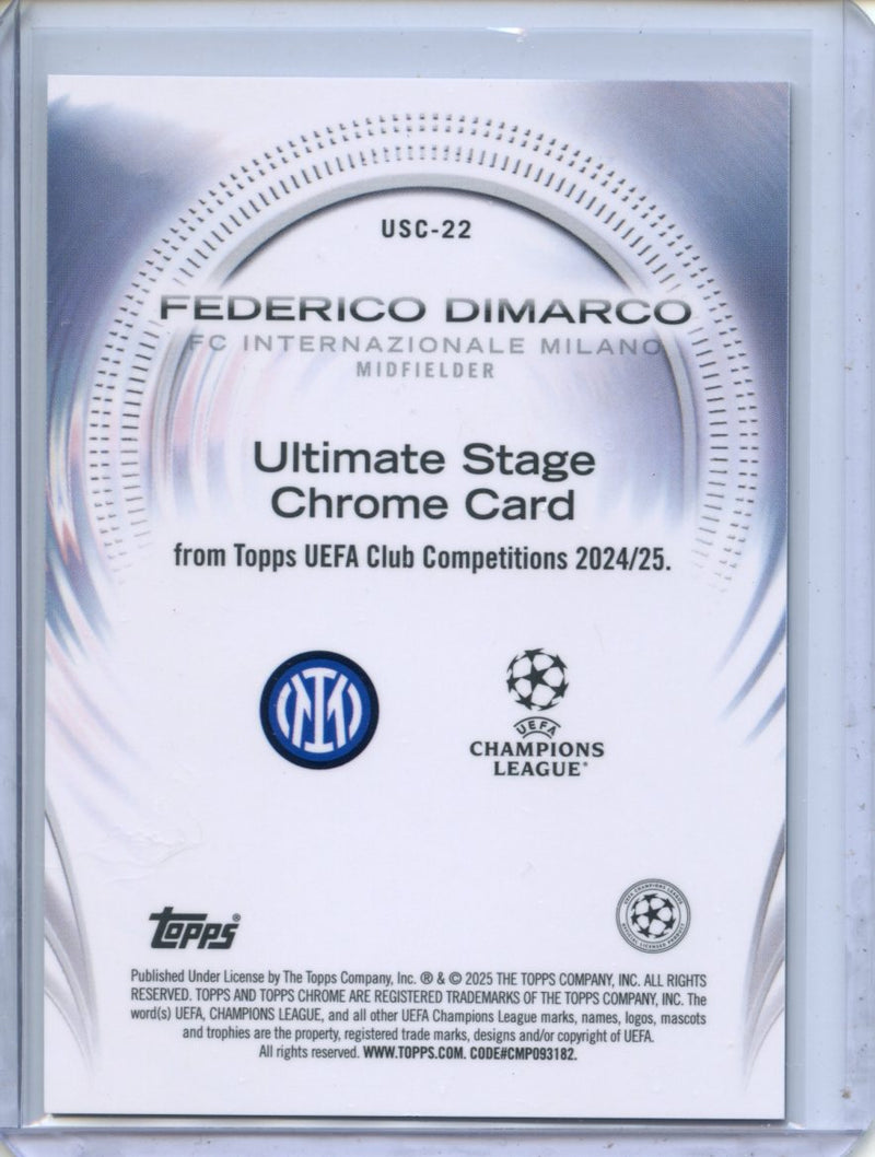 2024-25 Topps UEFA Club Competitions Federico Dimarco Ultimate Stage Chrome Blue 21/150