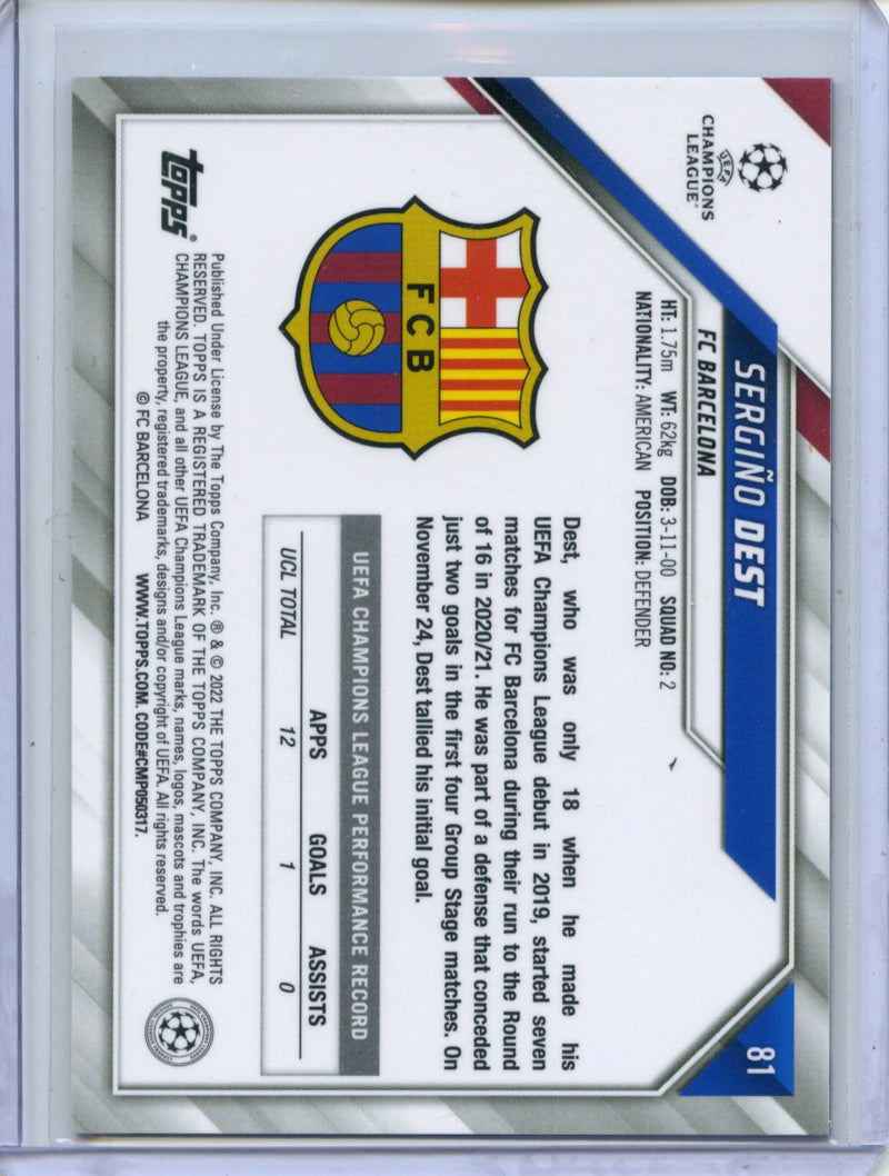 2021-22 Topps Chrome Sapphire UEFA Champions League Sergino Dest