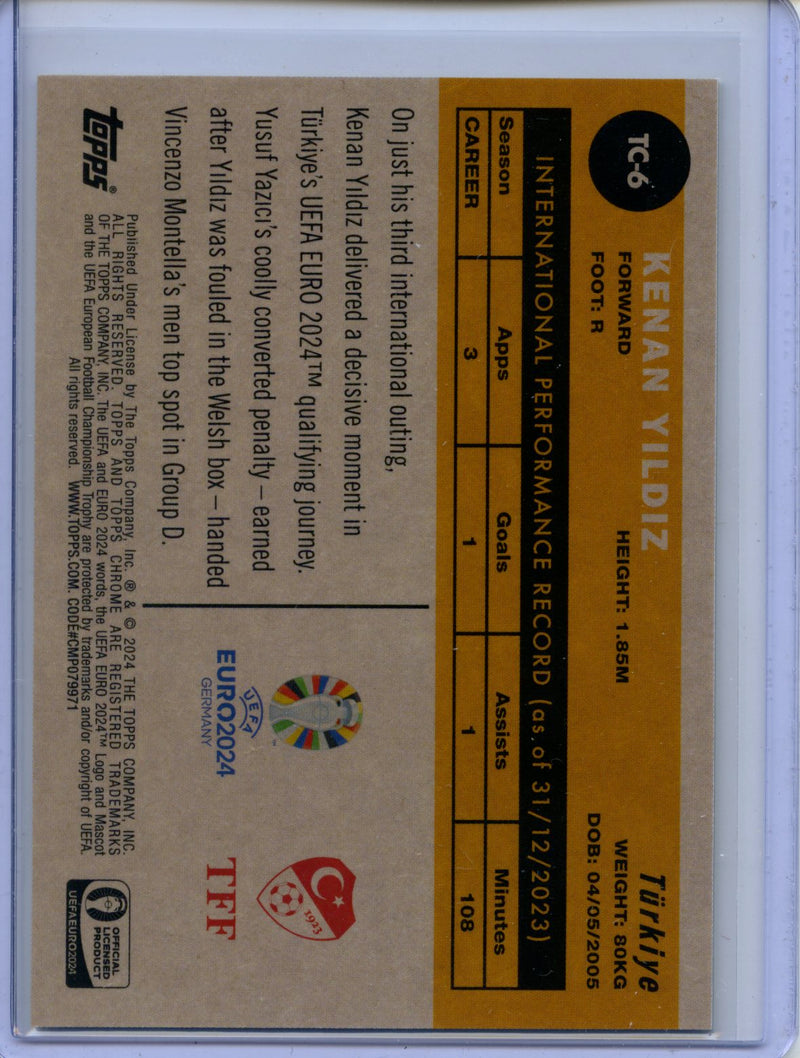 2024 Topps Chrome UEFA Euro Kenan Yildiz 1960 Topps Chrome Yellow 44/125