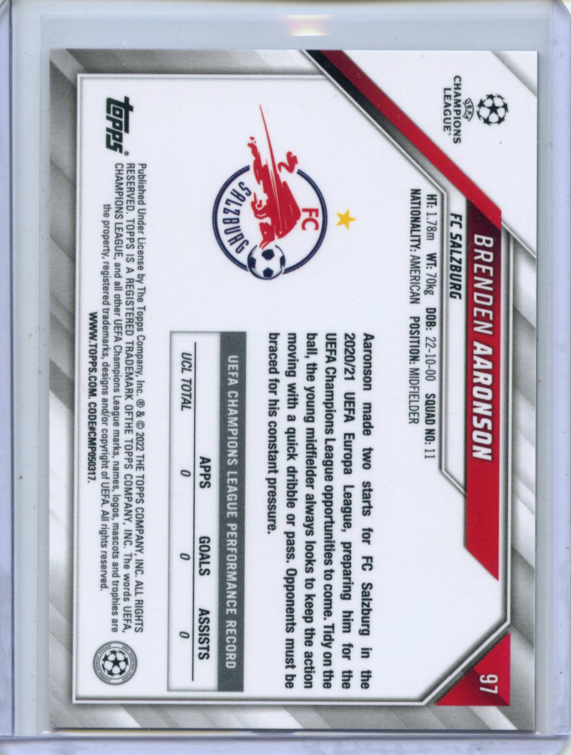2021-22 Topps Chrome Sapphire UEFA Champions League Brenden Aaronson