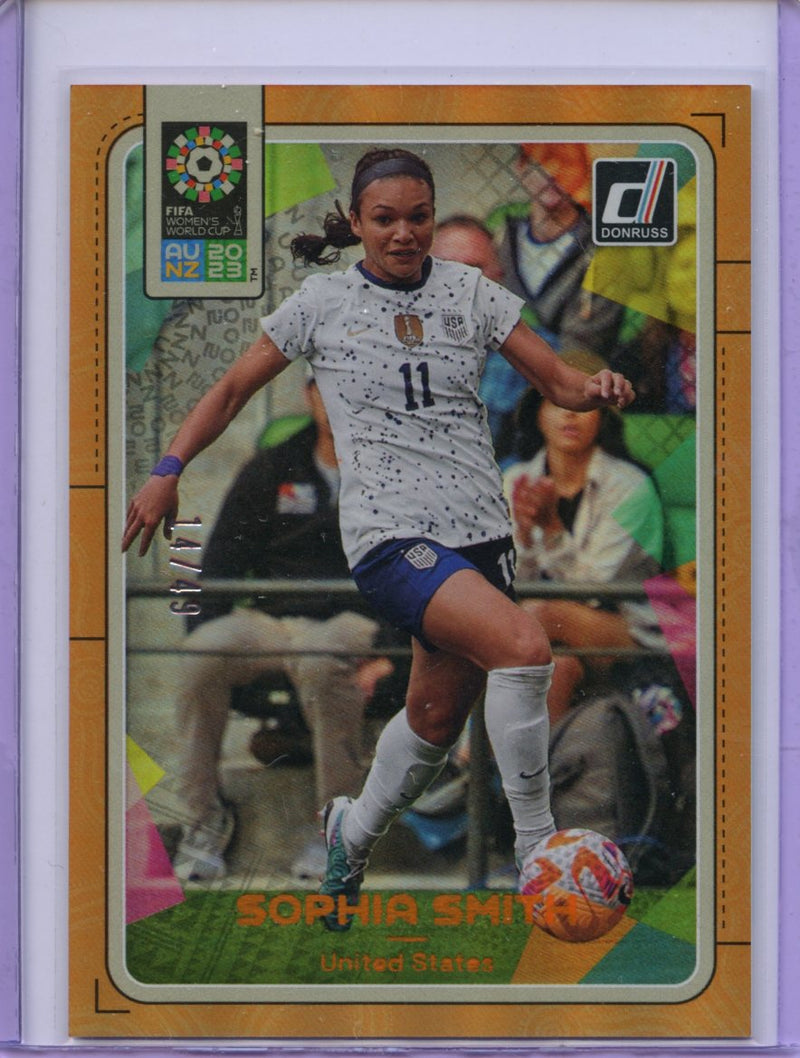 2023 Donruss FIFA Womens World Cup Sophia Smith Base Short Print Orange 14/49