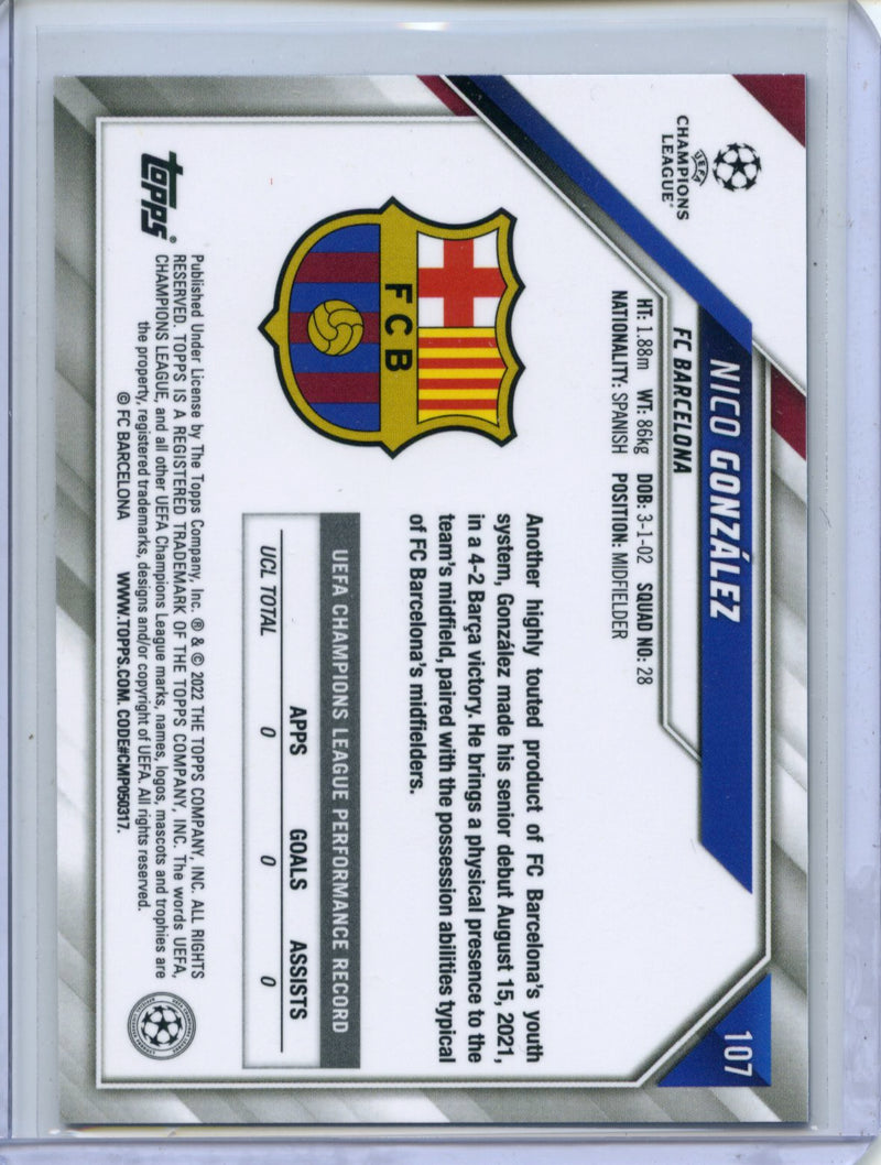 2021-22 Topps Chrome Sapphire UEFA Champions League Nico Gonzalez