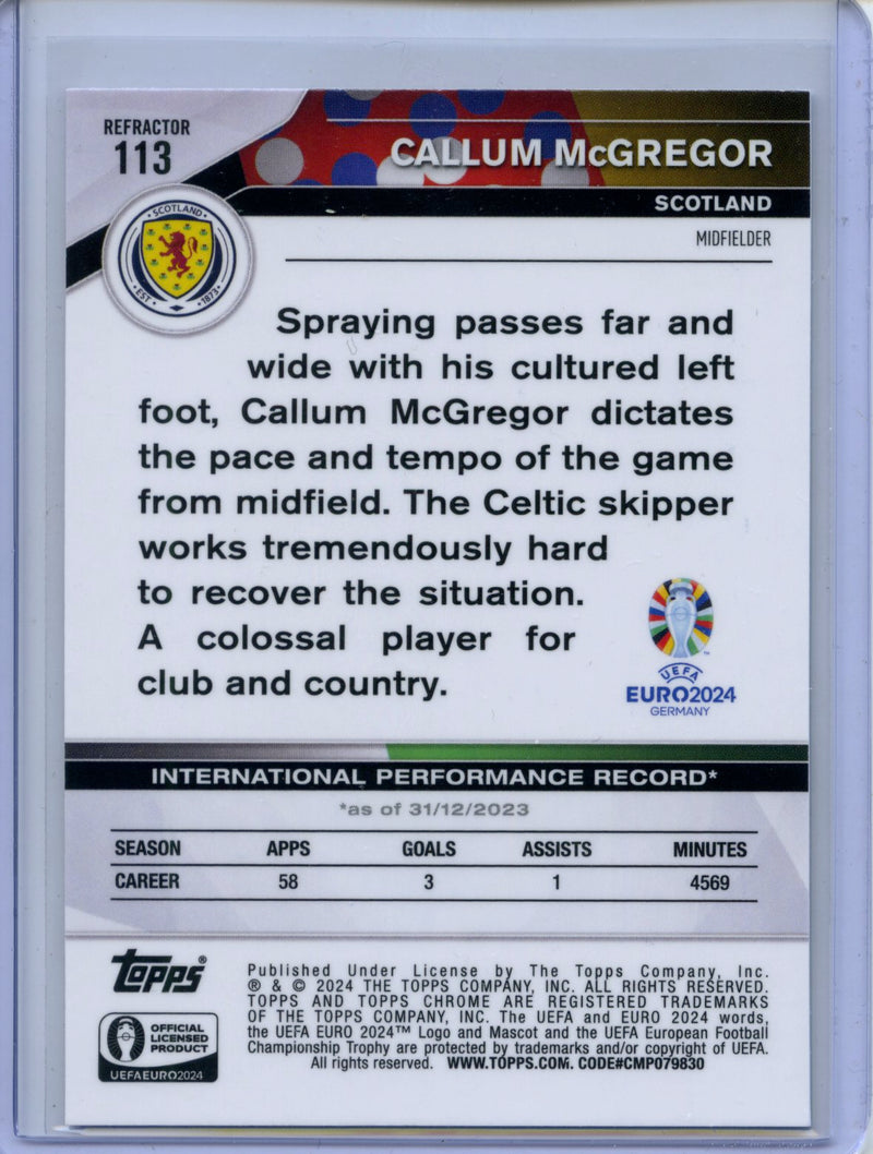 2024 Topps Chrome UEFA Euro Callum McGregor Refractor
