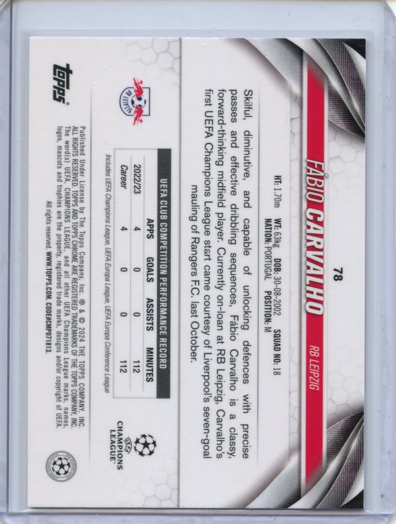 2023-24 Topps Chrome UEFA Fabio Carvalho Pink Lava