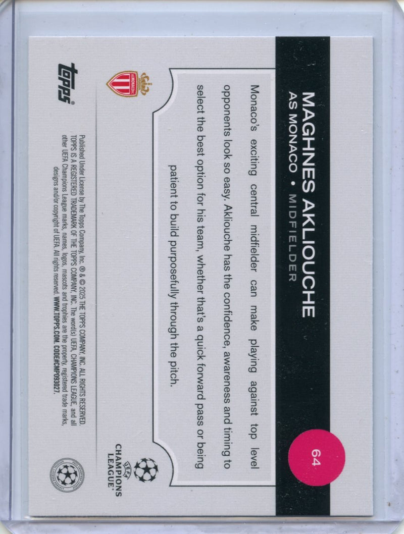 2024-25 Topps UEFA Club Competitions Maghnes Akliouche Black Flowfractors