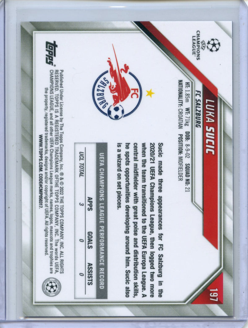 2021-22 Topps Chrome Sapphire UEFA Champions League Luka Sucic