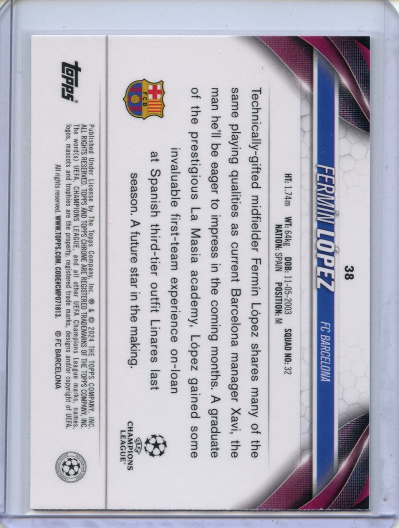 2023-24 Topps Chrome UEFA Fermin Lopez Pink Geometric 44/250