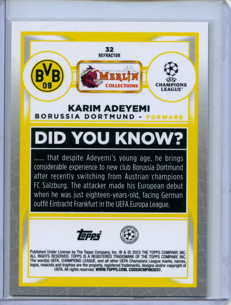 2022-23 Topps Merlin Chrome Karim Adeyemi Refractor
