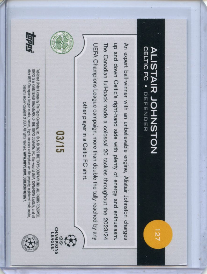 2024-25 Topps UEFA Club Competitions Alistair Johnston Purple Foilboard 3/15