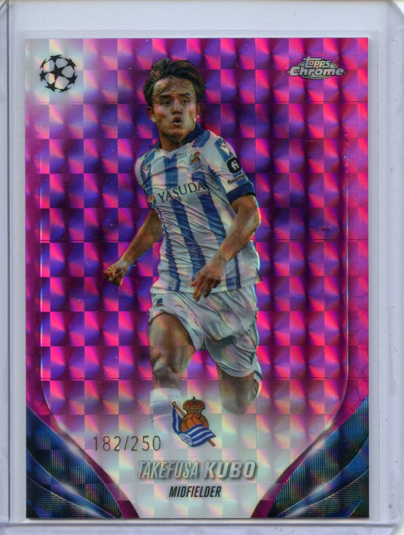2023-24 Topps Chrome UEFA Takefusa Kubo Pink Geometric 182/250